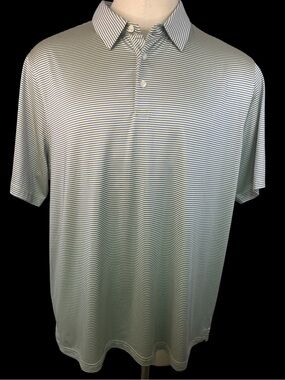 Michael Rouen Blue and Green Striped Polo Shirt Men’s 3XL